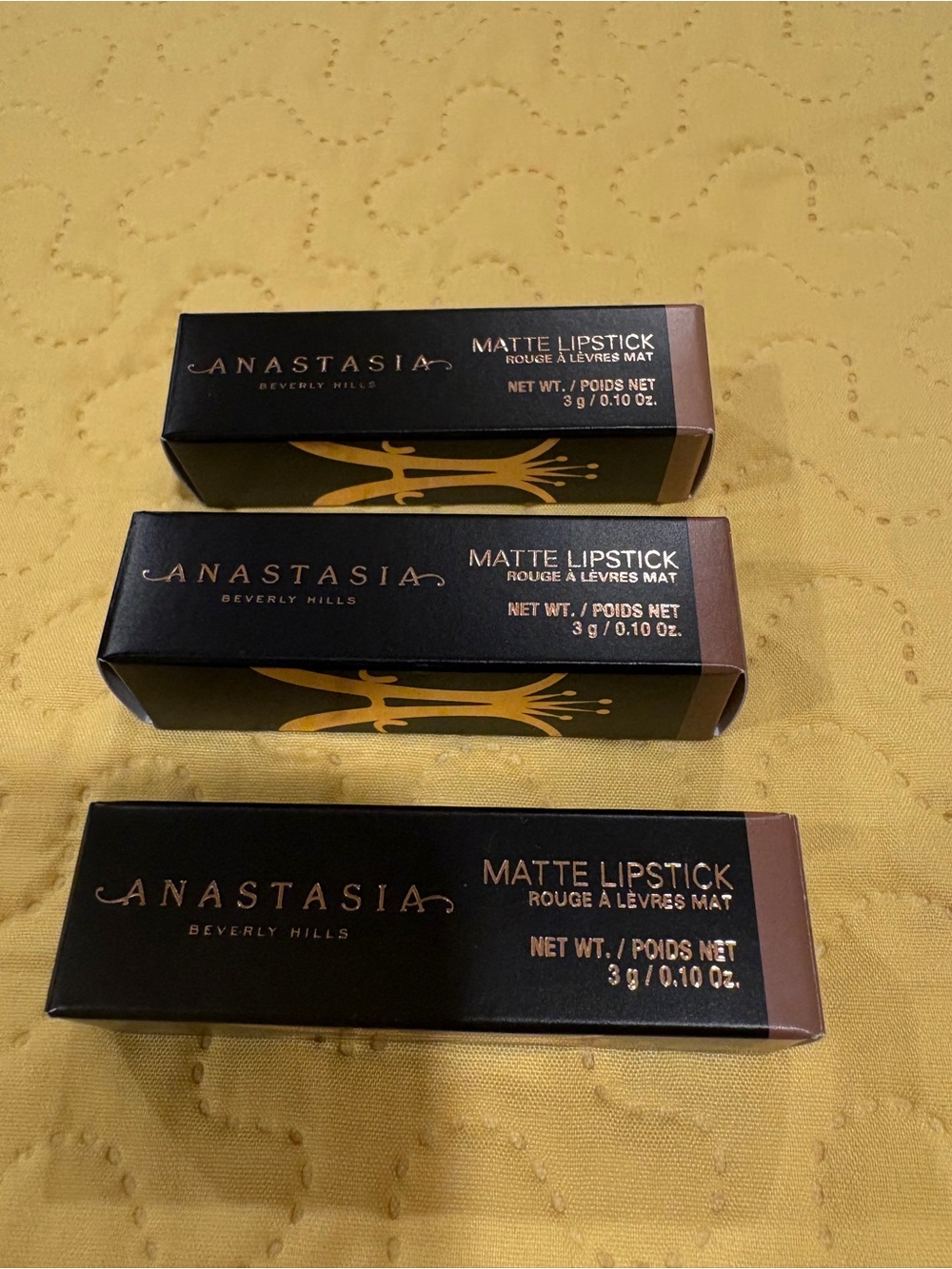 Anastasia Beverly Hills Matte Lipstick Trio - Black and Rose Gold Packaging